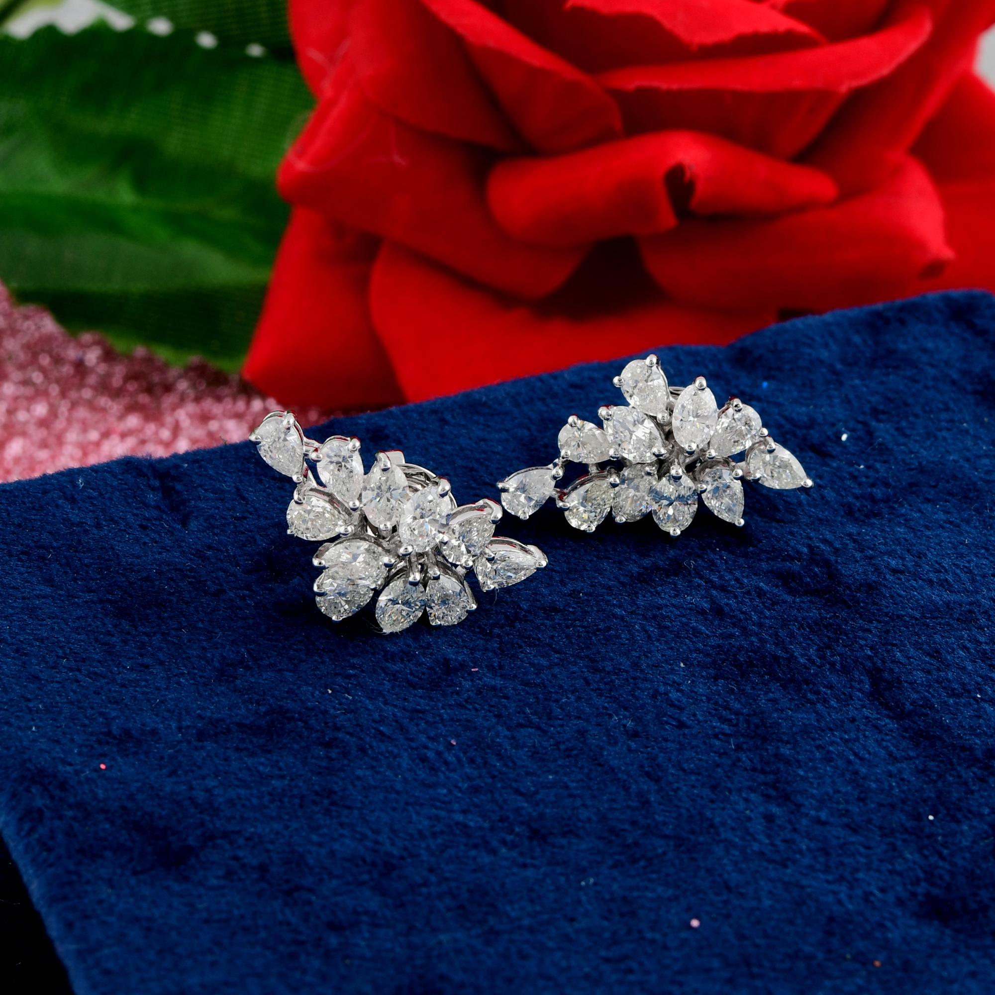 Donna Orecchini a perno con petali di diamanti a forma multipla da 2,41 carati SI/H in oro massiccio 14k Gioielleria in vendita