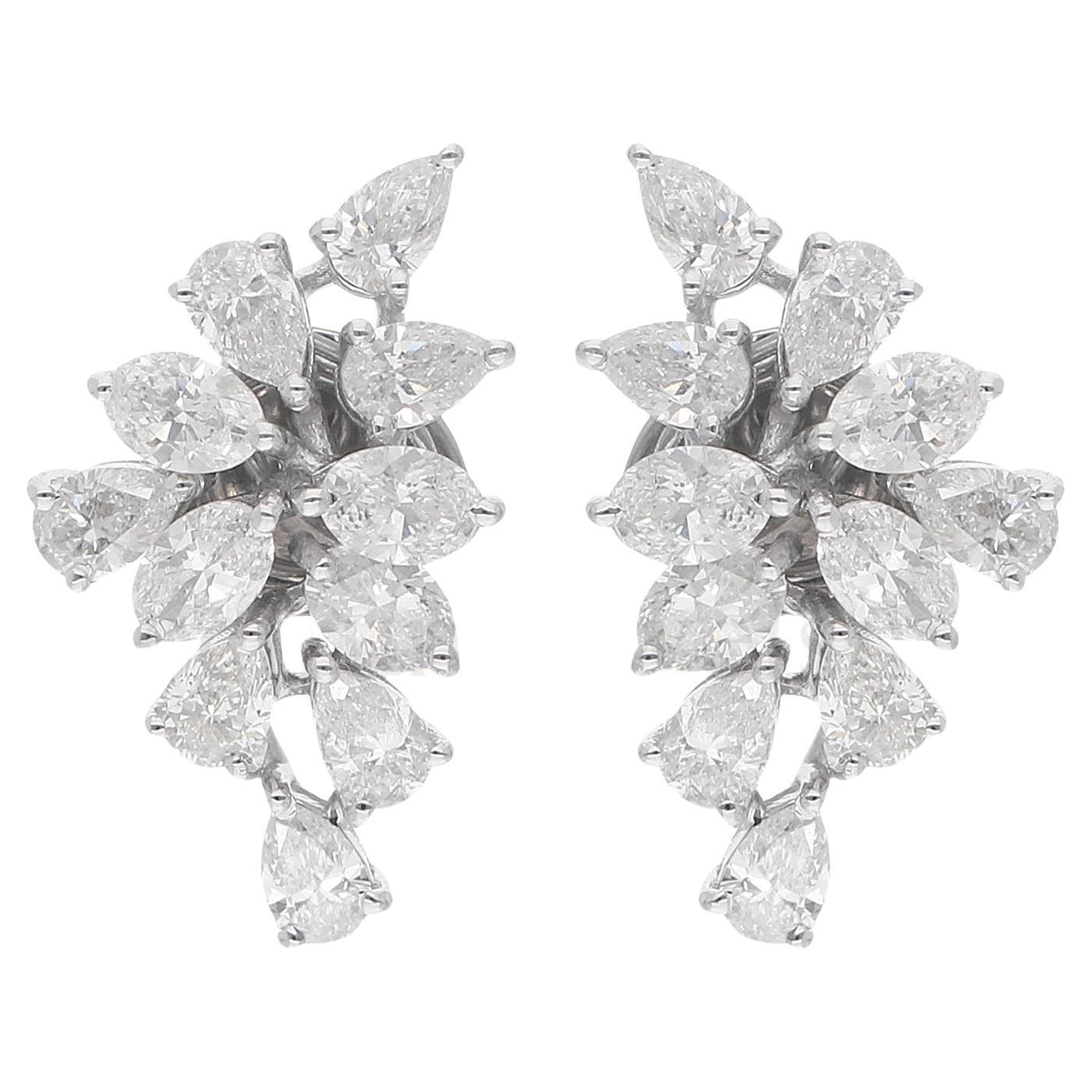 Orecchini a perno con petali di diamante a forma multipla da 2,41 carati SI/H Oro massiccio 18 carati Gioielleria