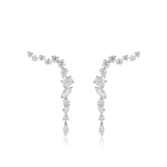 Mehrfarbige 26 Diamanten 18K Weißgold Ohr-Climber-Ohrringe