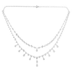 Multi Shape 26.50Ct Natural Diamond Two-Tier Bridal Necklace 14Kt White Gold