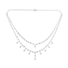 Multi Shape 26.50Ct Natural Diamond Two-Tier Bridal Necklace 18Kt White Gold