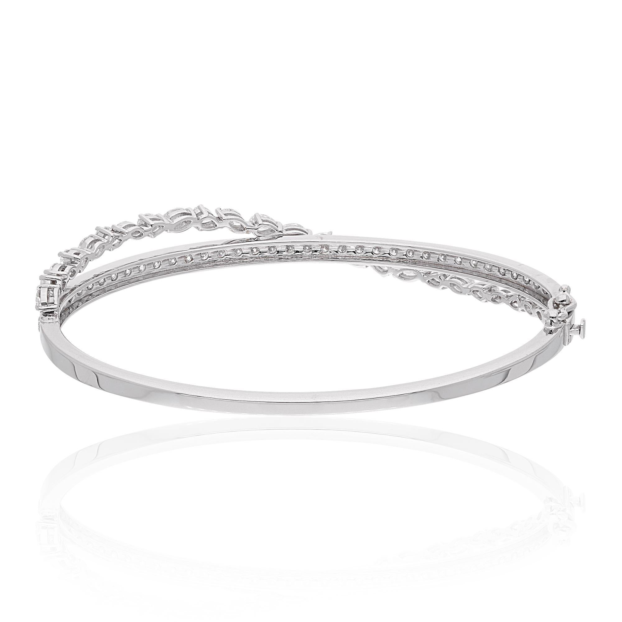 Moderne Bracelet croisé en diamant naturel 2.65Ct SI/H pour femme 14k Gold en vente