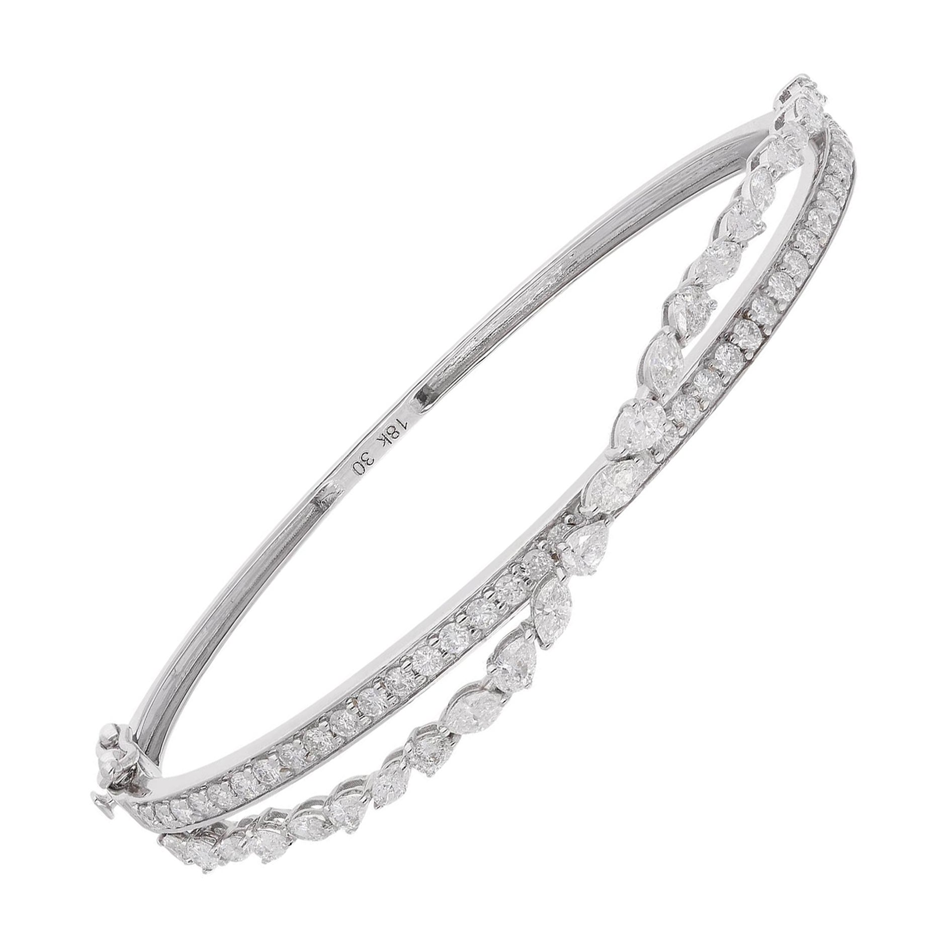Pulsera Cruzada de Diamantes Naturales Multiforma 2,65Ct SI/H Para Esposa Oro 14k