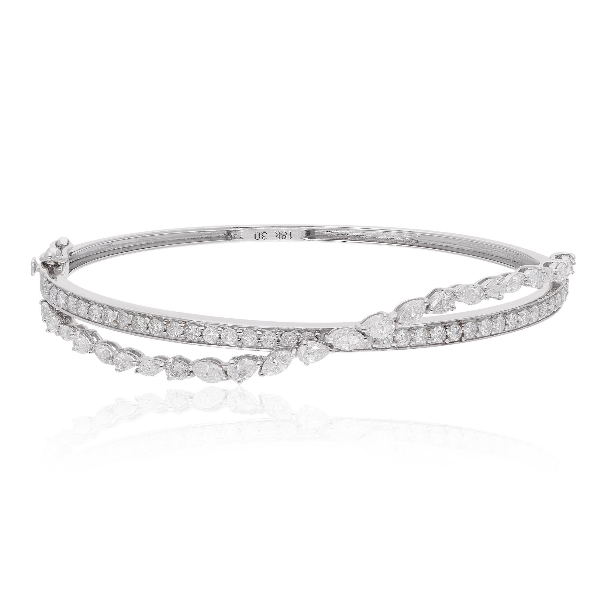 Multi Form 2.65Ct SI/H Natürlicher Diamant Crossover Armband für Frau 18k Gold Damen im Angebot