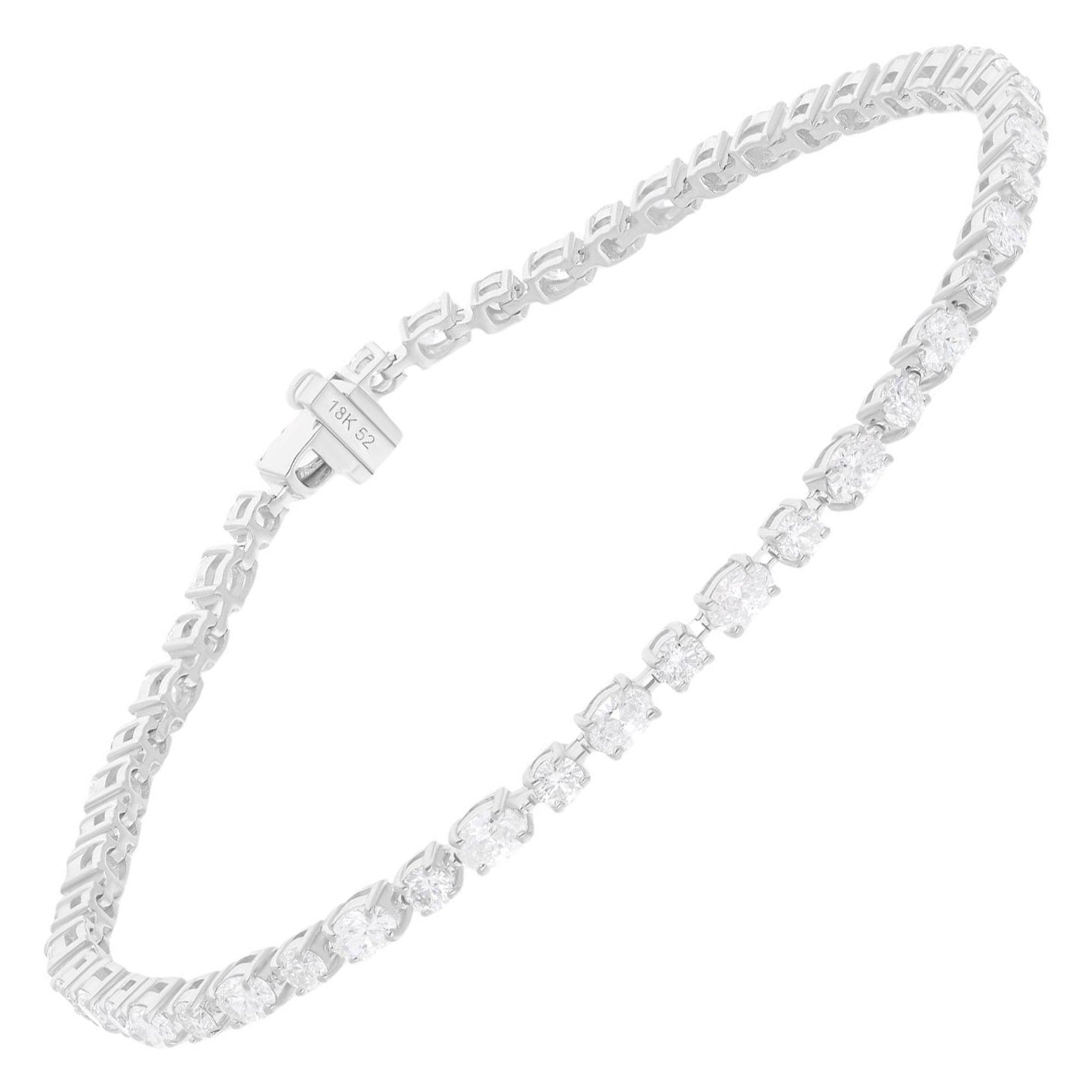 Pulsera de tenis de diamantes naturales multiforma de 3,07 ct Oro blanco de 14k Joyería fina