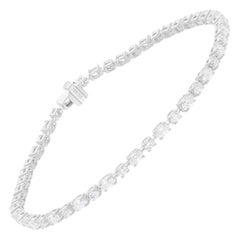 Pulsera de tenis de diamantes naturales multiforma de 3,07 ct Oro blanco de 14k Joyería fina