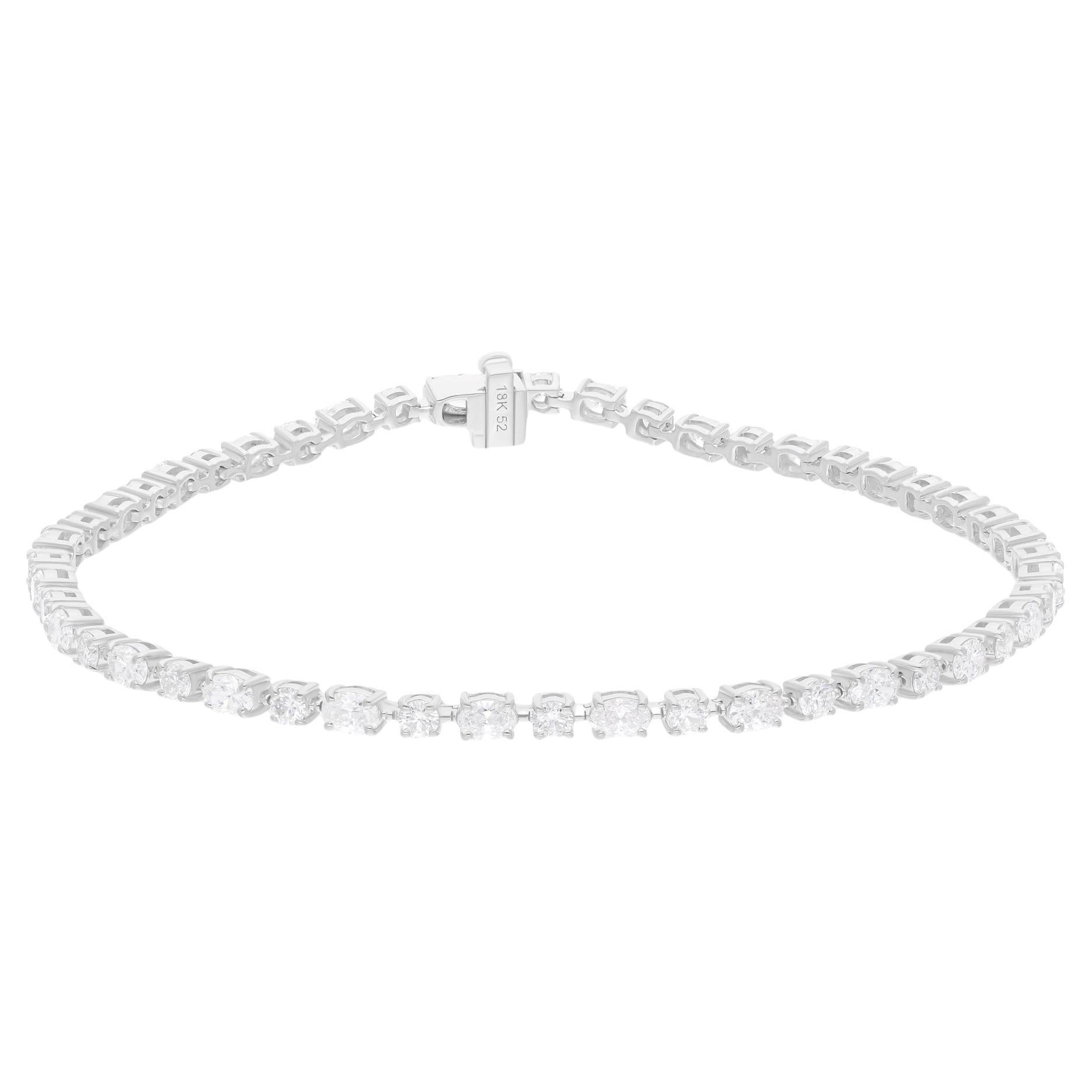 Pulsera de tenis de diamantes naturales multiforma 3,07 ct Oro blanco 18k Joyas finas en venta