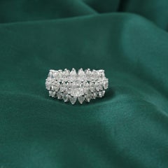 Multi Shape 3.21 Carat Diamond Statement Cluster Ring in White Gold Fine Jewelry