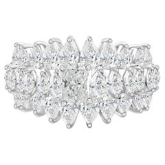 Multi Shape 3.21 Carat Diamond Statement Cluster Ring in White Gold Fine Jewelry