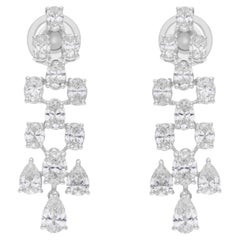 Boucles d'oreilles pendantes de mariage en or blanc 18K avec diamant naturel de 3,37 carats.