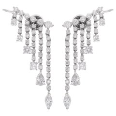 Multi Shape 3.75Ct SI/H Diamond Chandelier Drop Earrings 14K White Gold Jewelry