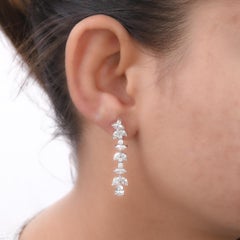 Multi Shape 3.75Ct SI/H Diamond Dangle Drop Ohrringe 18k Weißgold Schmuck