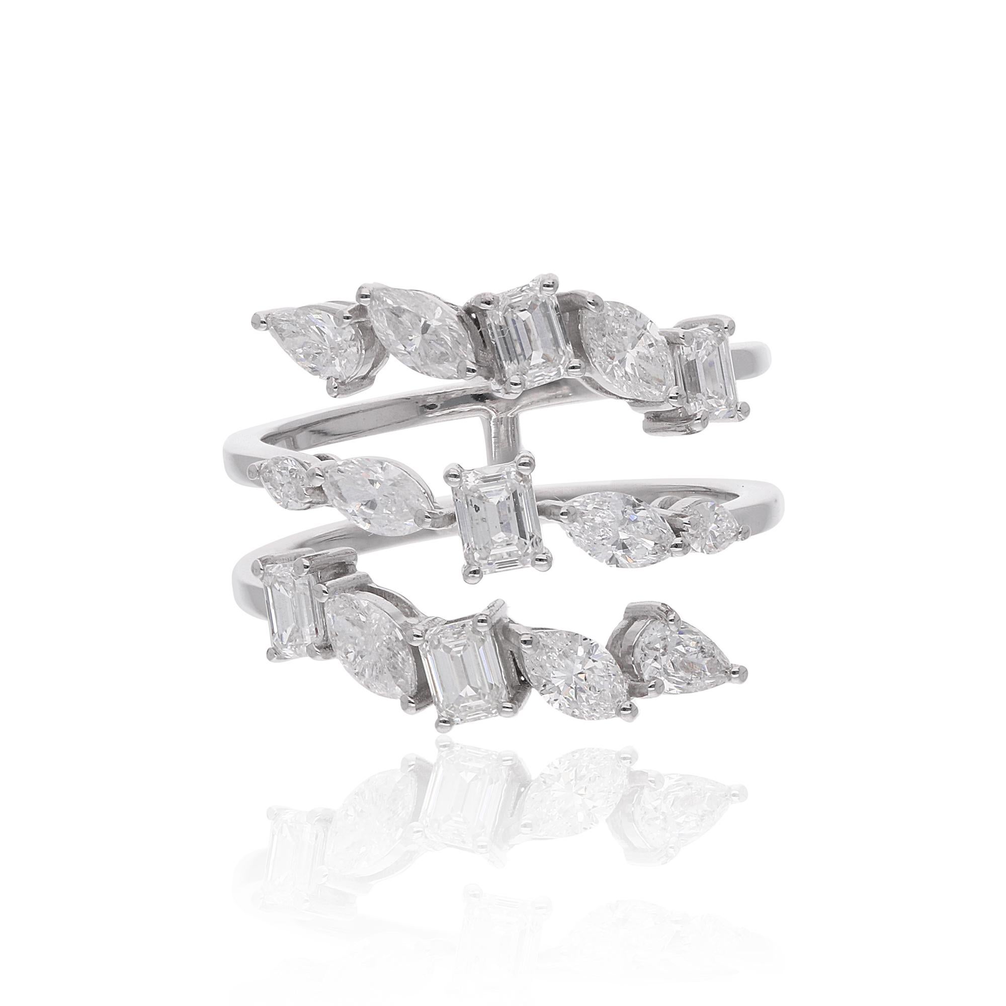 Im Angebot: Multi Shape 4.60Ct SI/H Diamond Spiral Band Ring 14k Weißgold Feiner Schmuck () 3