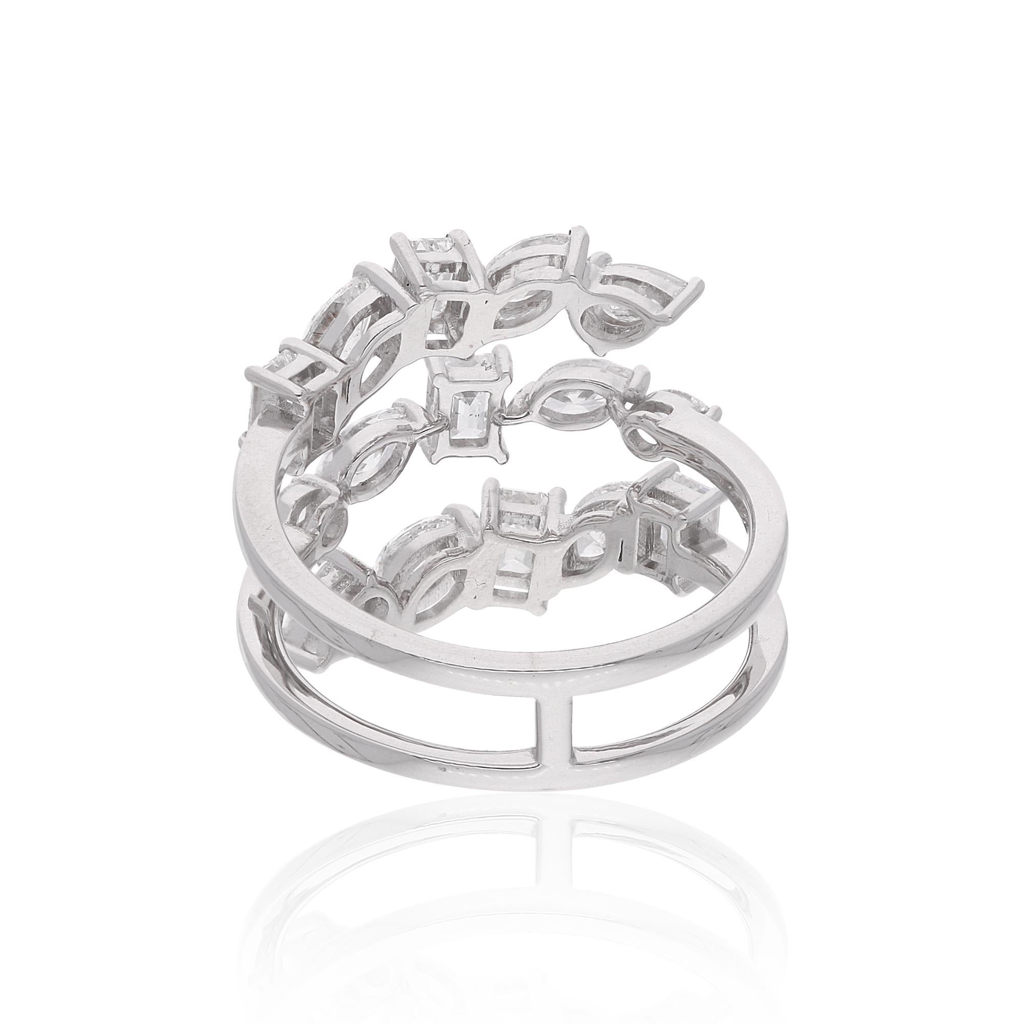 Im Angebot: Multi Shape 4.60Ct SI/H Diamond Spiral Band Ring 14k Weißgold Feiner Schmuck () 6