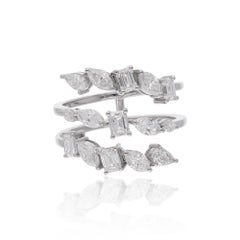 Multi Shape 4.60Ct SI/H Diamond Spiral Band Ring 14k Weißgold Feiner Schmuck