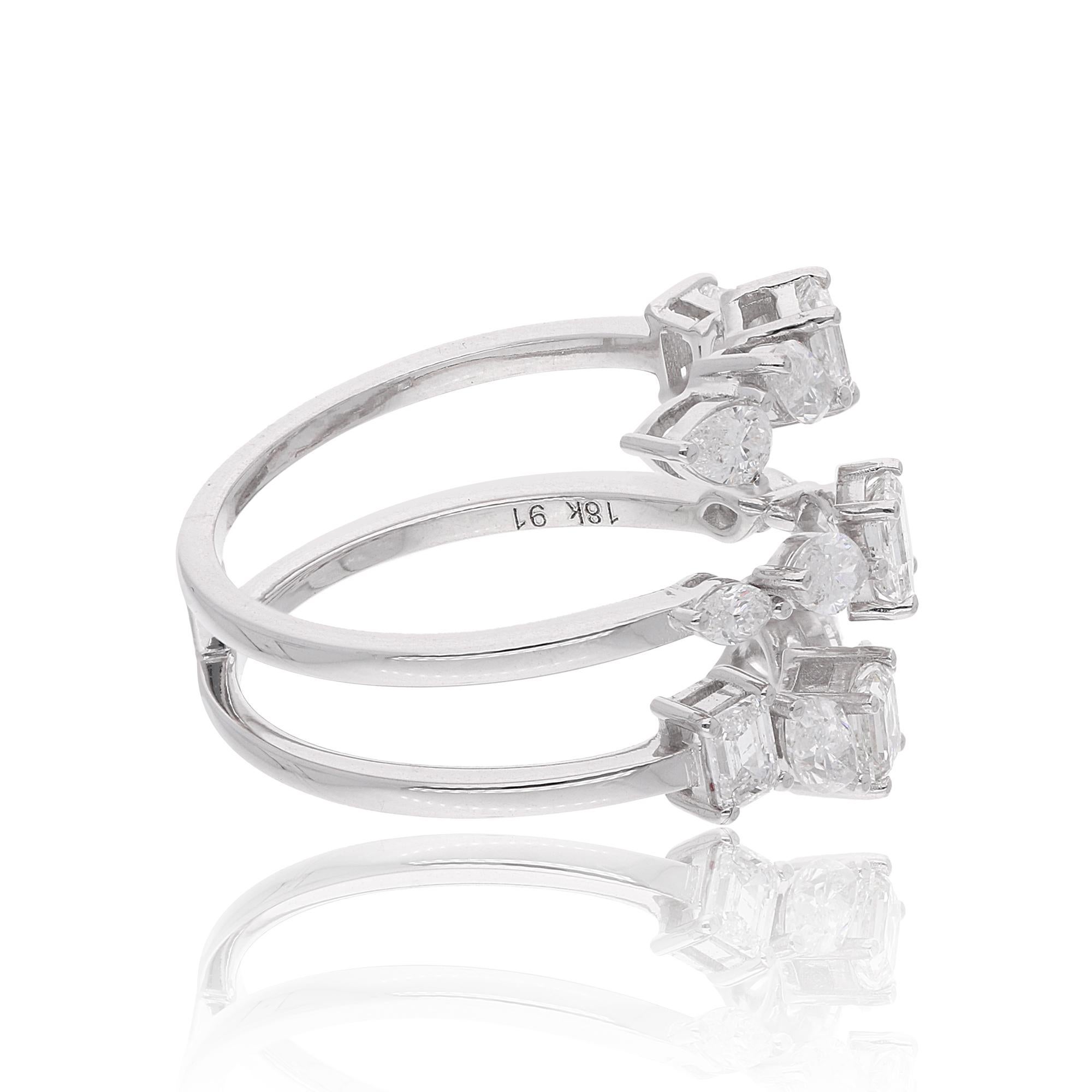 Im Angebot: Multi Shape 4.60Ct SI/H Diamond Spiral Band Ring 18k Weißgold Feiner Schmuck () 5