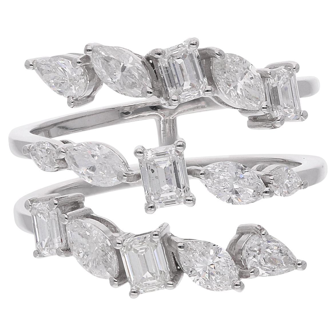 Multi Shape 4.60Ct SI/H Diamond Spiral Band Ring 18k Weißgold Feiner Schmuck