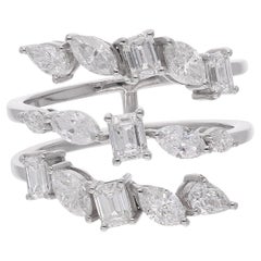 Multi Shape 4.60Ct SI/H Diamond Spiral Band Ring 18k Weißgold Feiner Schmuck