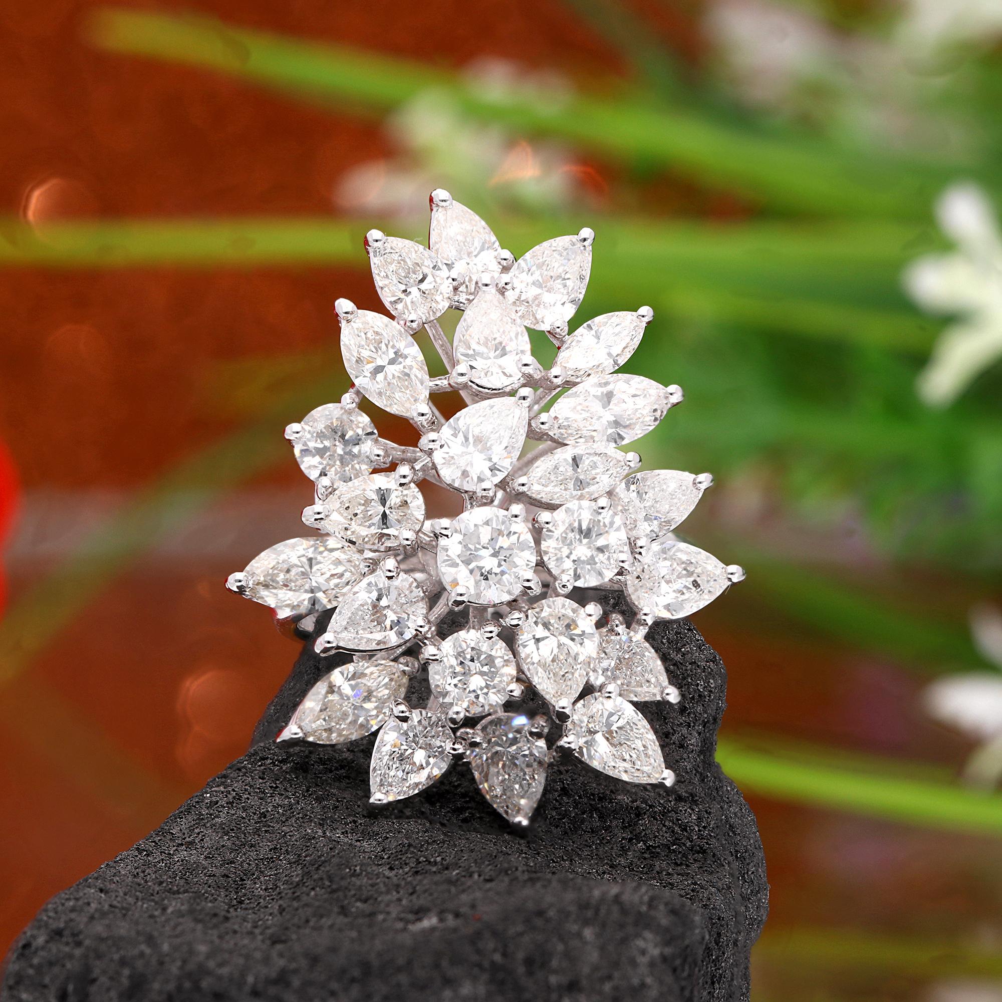 For Sale:  Multi Shape 4.7 Carat SI/H Diamond Cluster Cocktail Ring 18 Karat White Gold 5