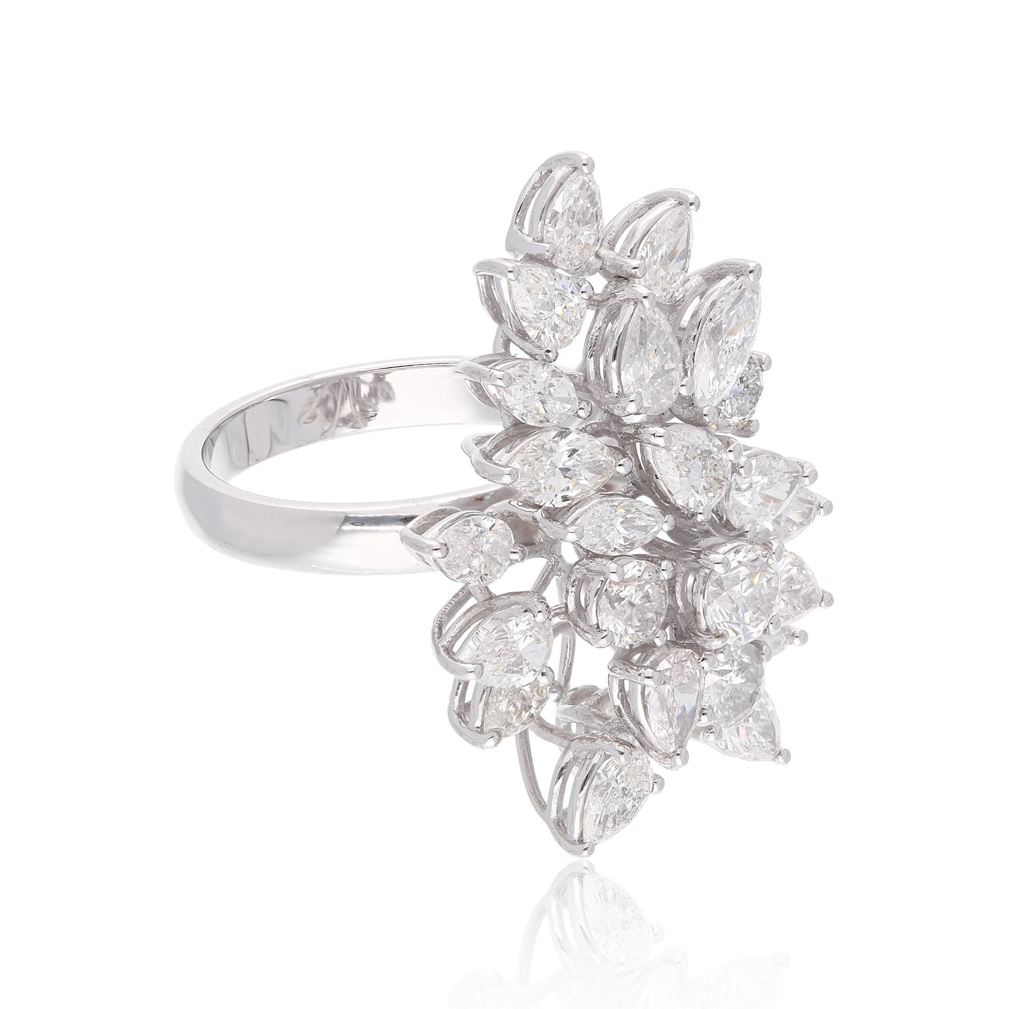 For Sale:  Multi Shape 4.7 Carat SI/H Diamond Cluster Cocktail Ring 18 Karat White Gold 7