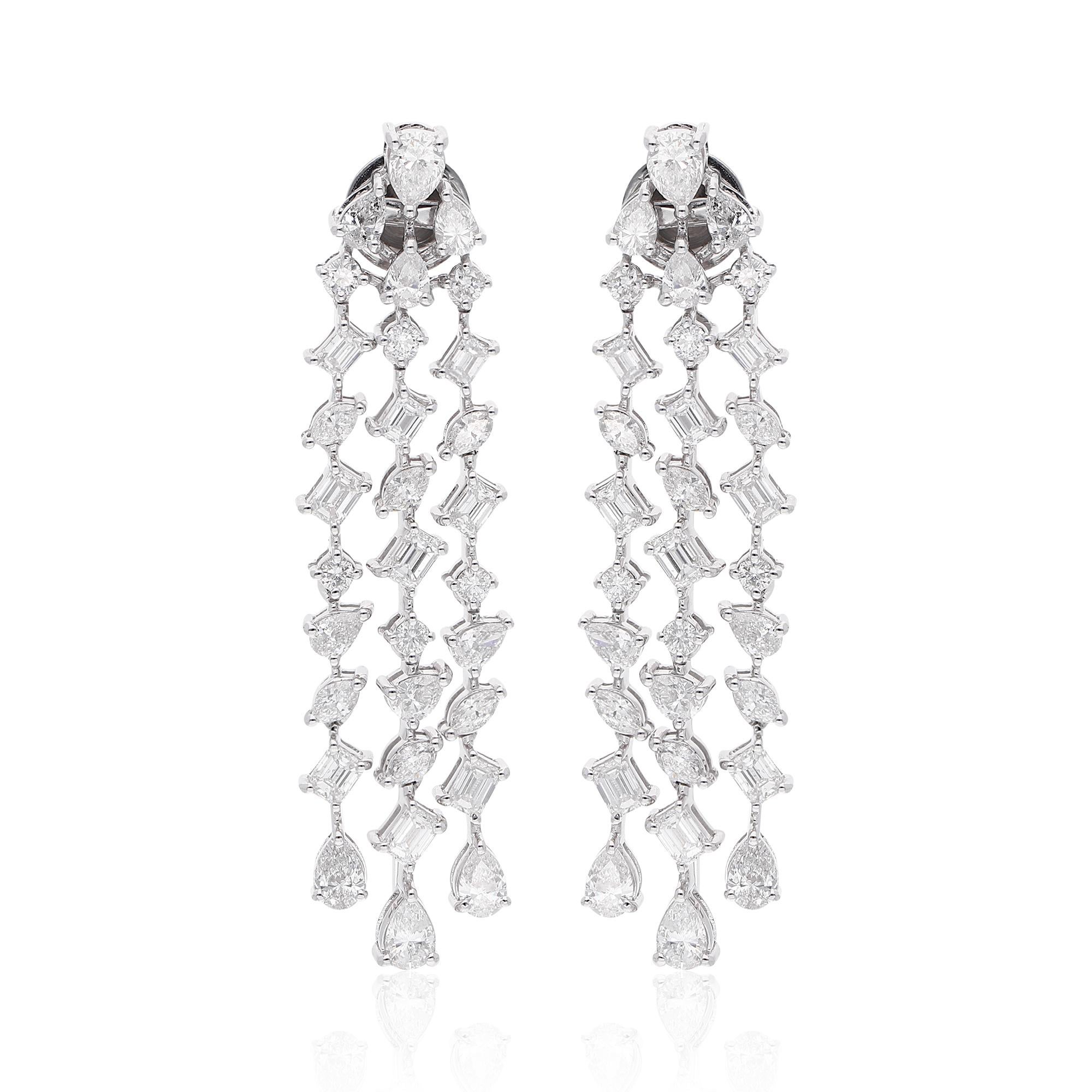Donna Orecchini a goccia con lampadario di diamanti a forma multipla da 4,72 carati SI/H in oro bianco massiccio 18 carati in vendita