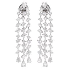 Multi Shape 4.72Ct SI/H Diamond Chandelier Drop Earrings 18k Solid White Gold