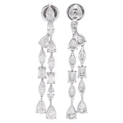 Multi Shape 4.80Ct Natural Diamond Dangle Earrings 14K White Gold Fine Jewelry