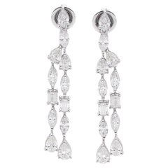 Multi Shape 4.80Ct Natural Diamond Dangle Earrings 14K White Gold Fine Jewelry