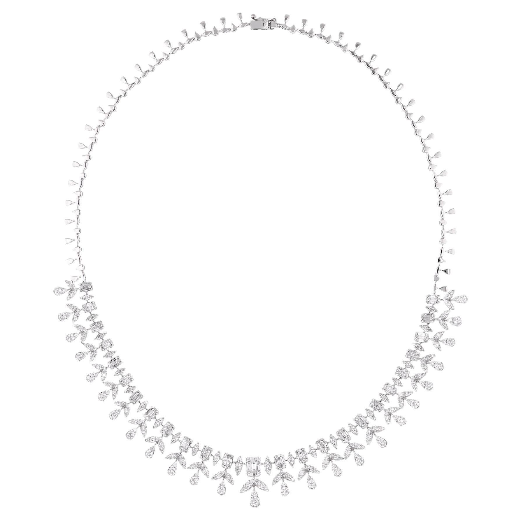 Collar de Boda de Diamantes Multiforma 8.84Ct SI/H Para Esposa Joyas de Oro Blanco 18k