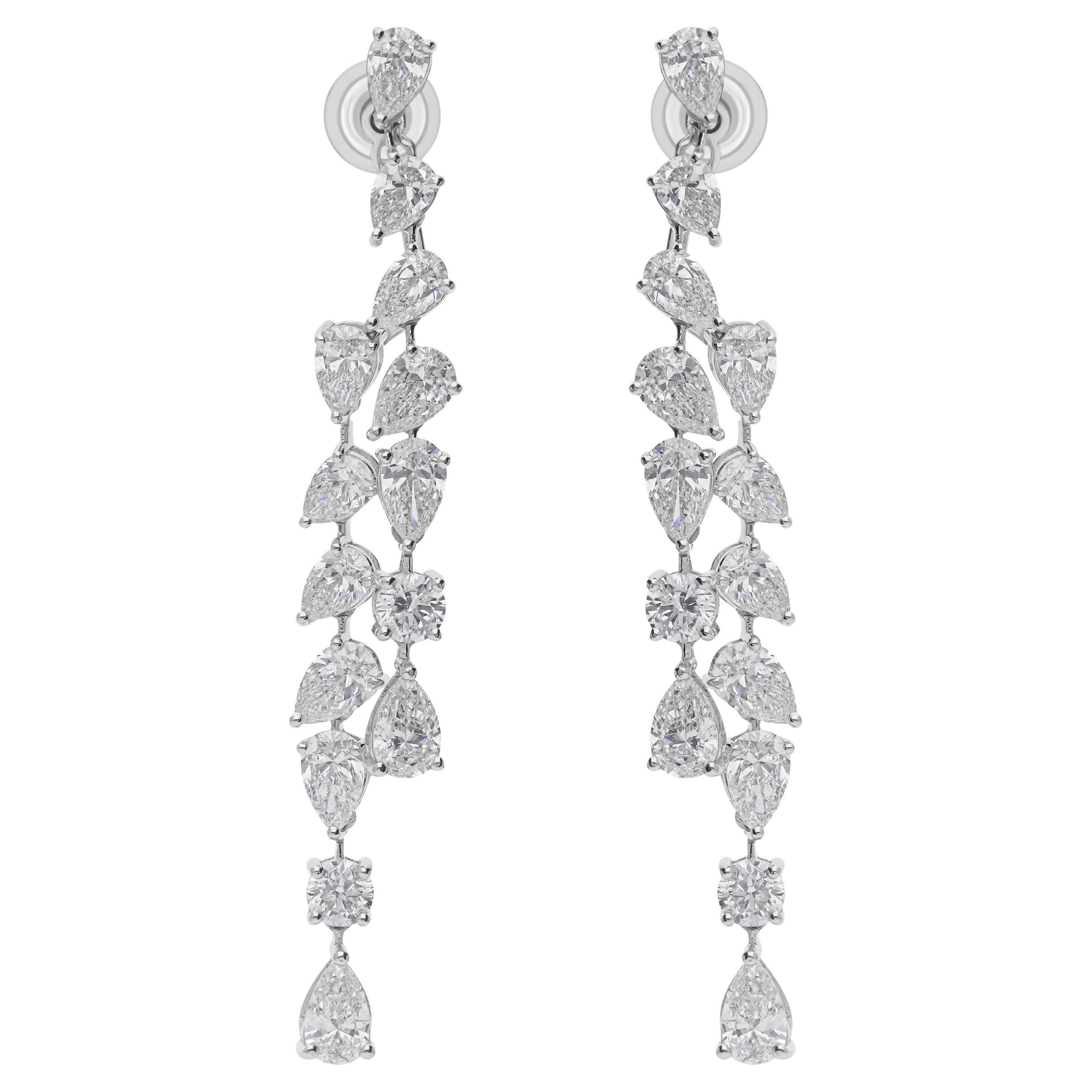 Multi Shape 9.41Ct SI/H Diamond Dangle Wedding Earrings 14k White Gold