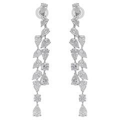 Multi Shape 9.41Ct SI/H Diamond Dangle Wedding Earrings 14k White Gold