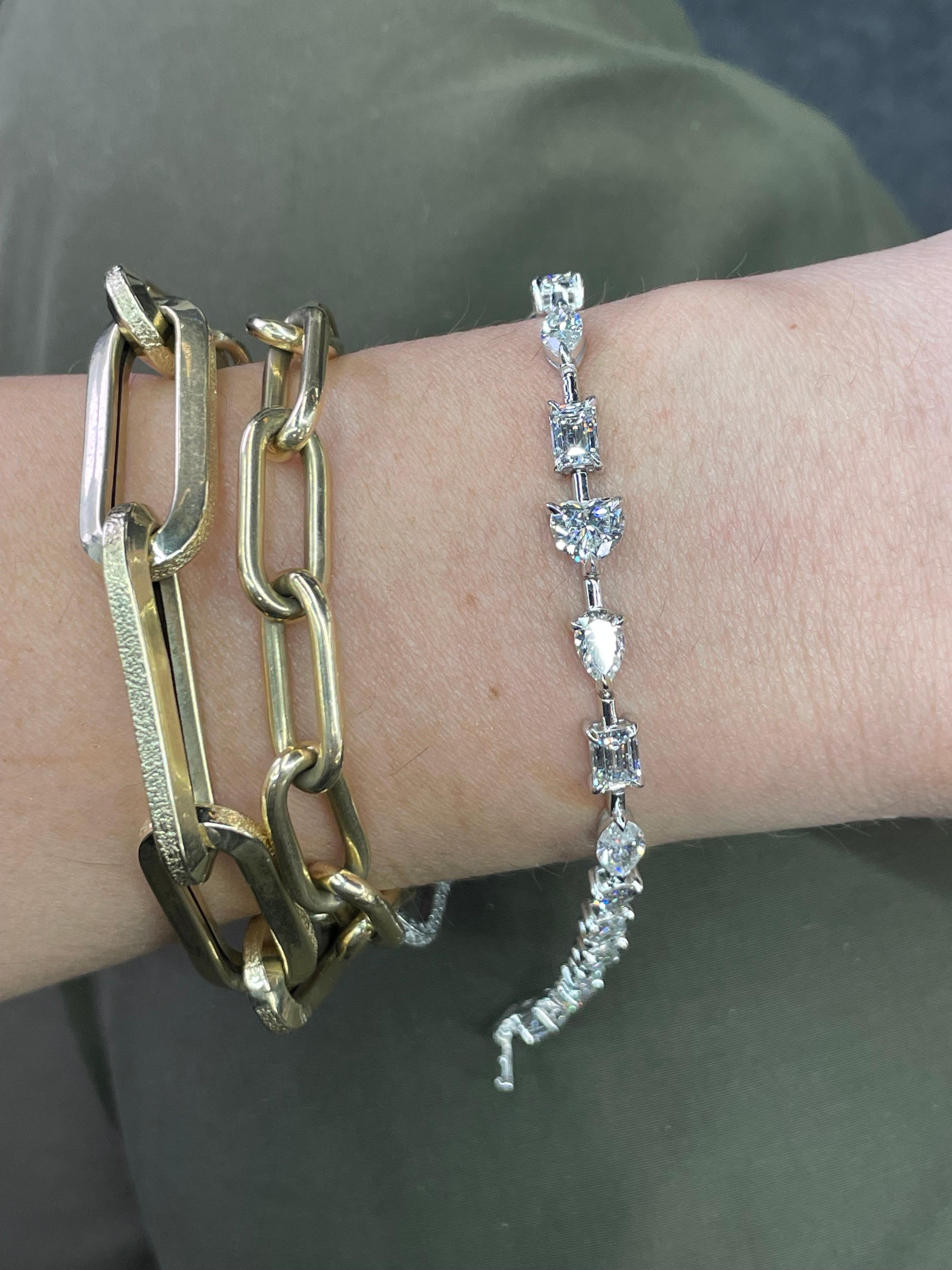 Women's IGI Certified Multi Shape Diamond Tennis Bracelet 9.73 Carats G-H VS-SI 18K Gold For Sale