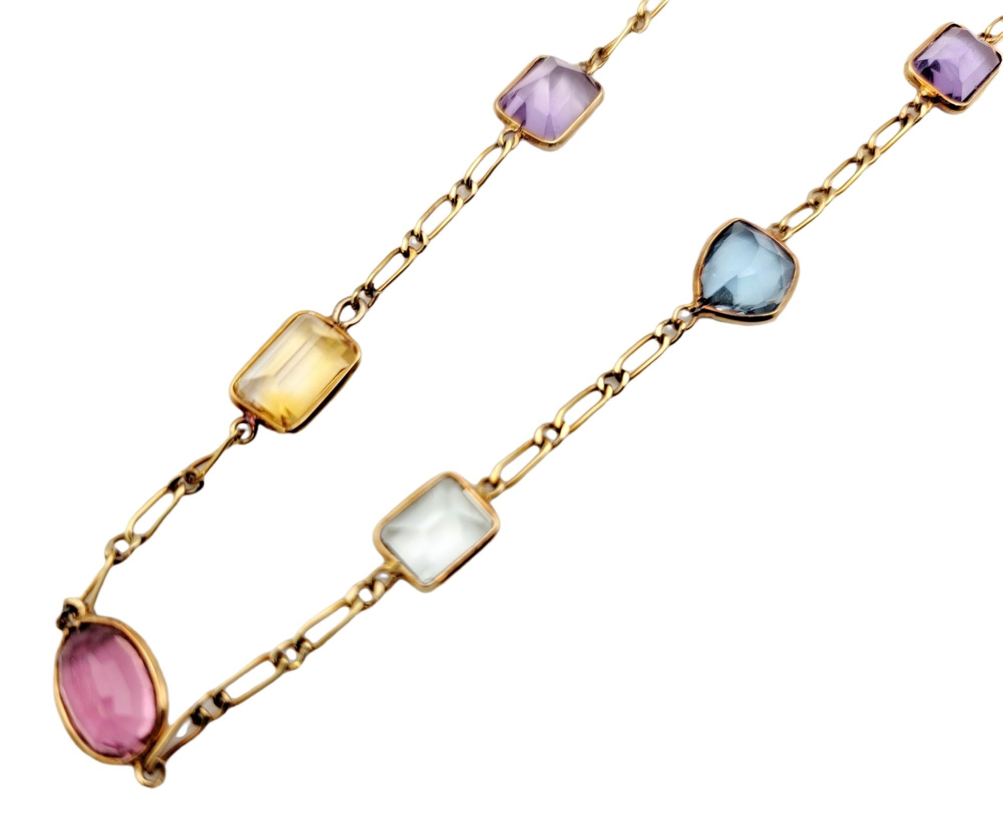 yellow gold multi-stone necklace