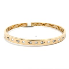 Multi Shape Diamond Bangle Bracelet 0.75 Carats 14 Karat Yellow Gold 12.9 Grams