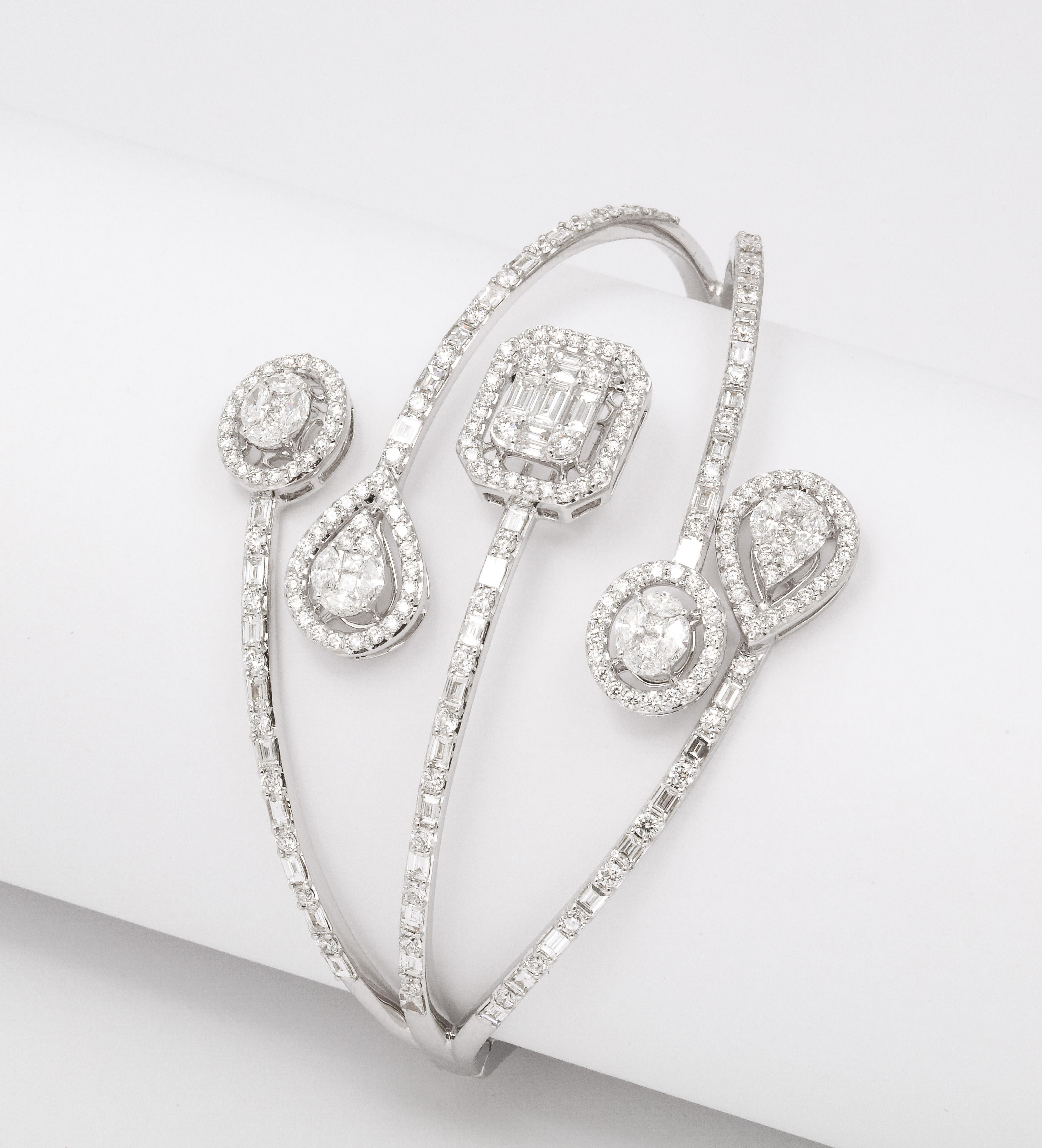 Multi Shape Diamond Bangle Bracelet  For Sale 2