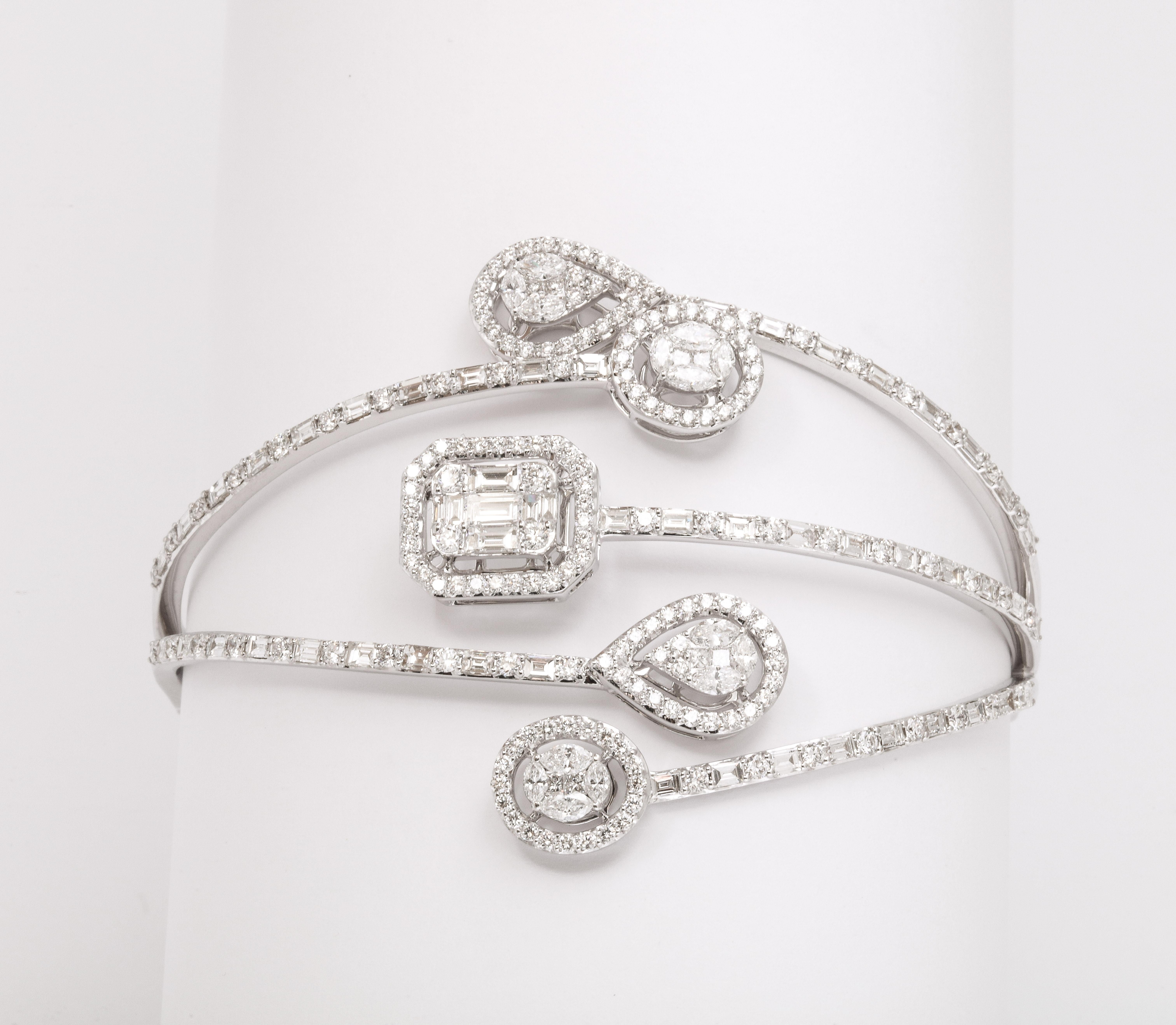 Multi Shape Diamond Bangle Bracelet  For Sale 3