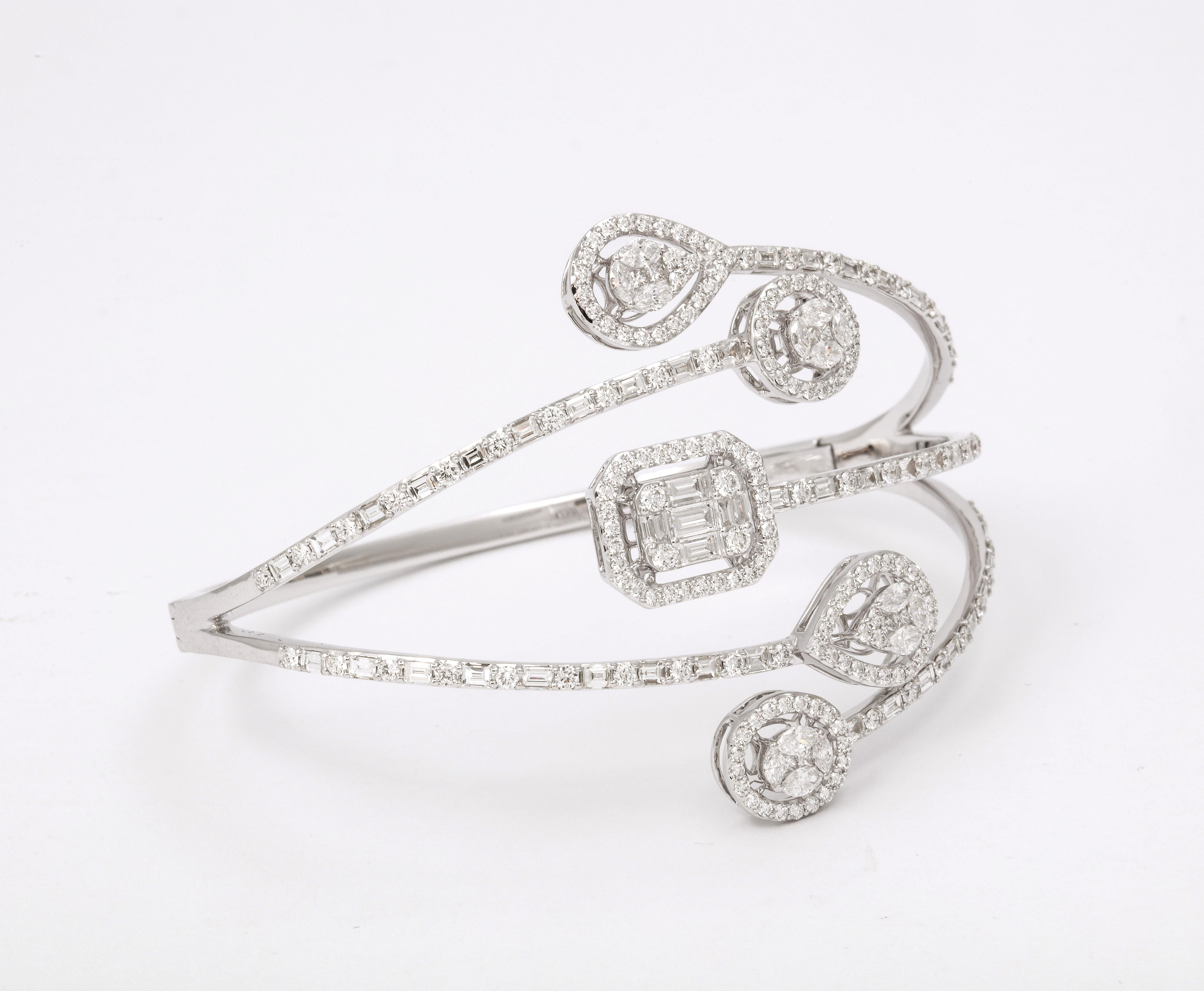 Round Cut Multi Shape Diamond Bangle Bracelet  For Sale
