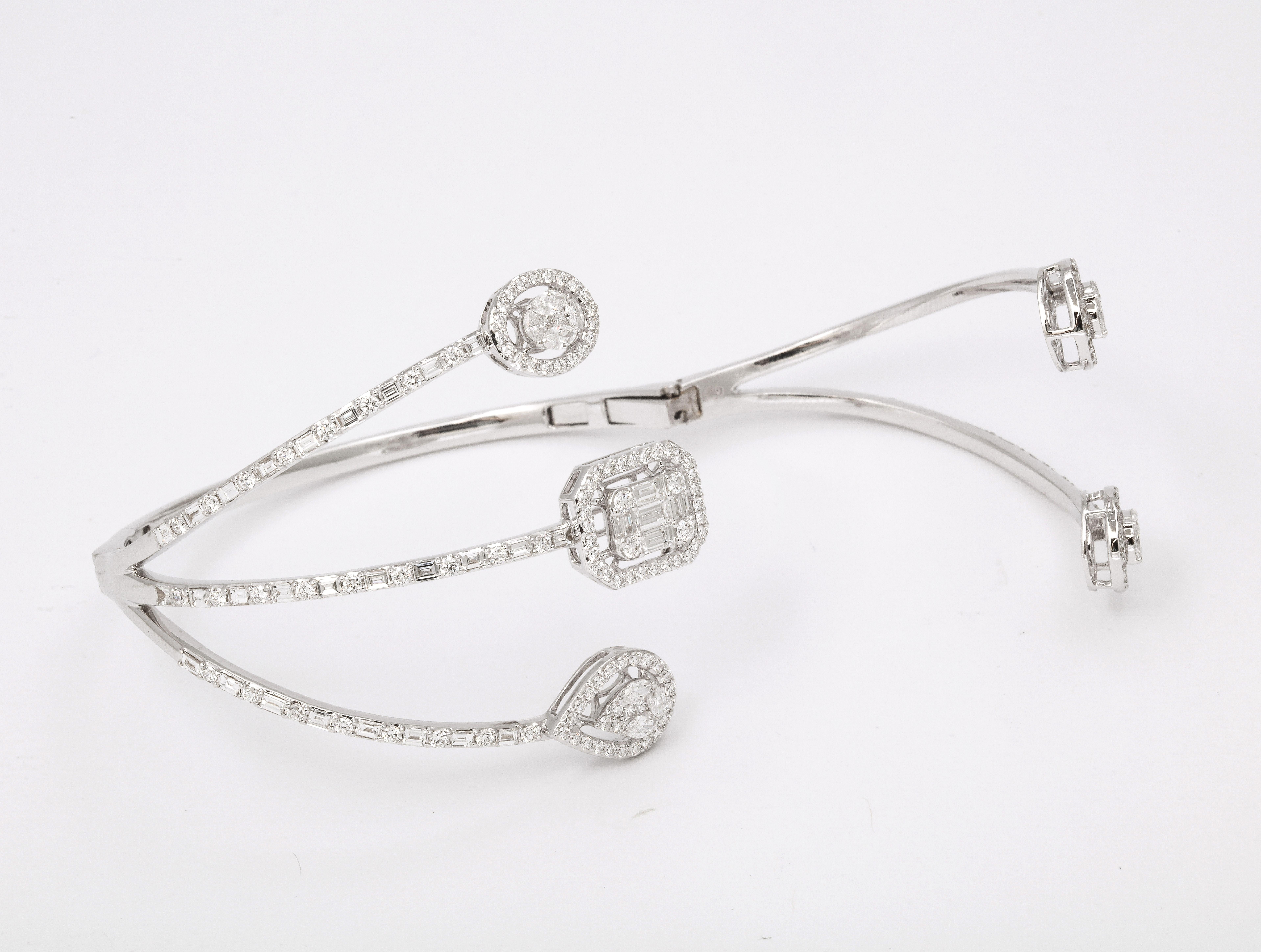 Women's Multi Shape Diamond Bangle Bracelet  For Sale