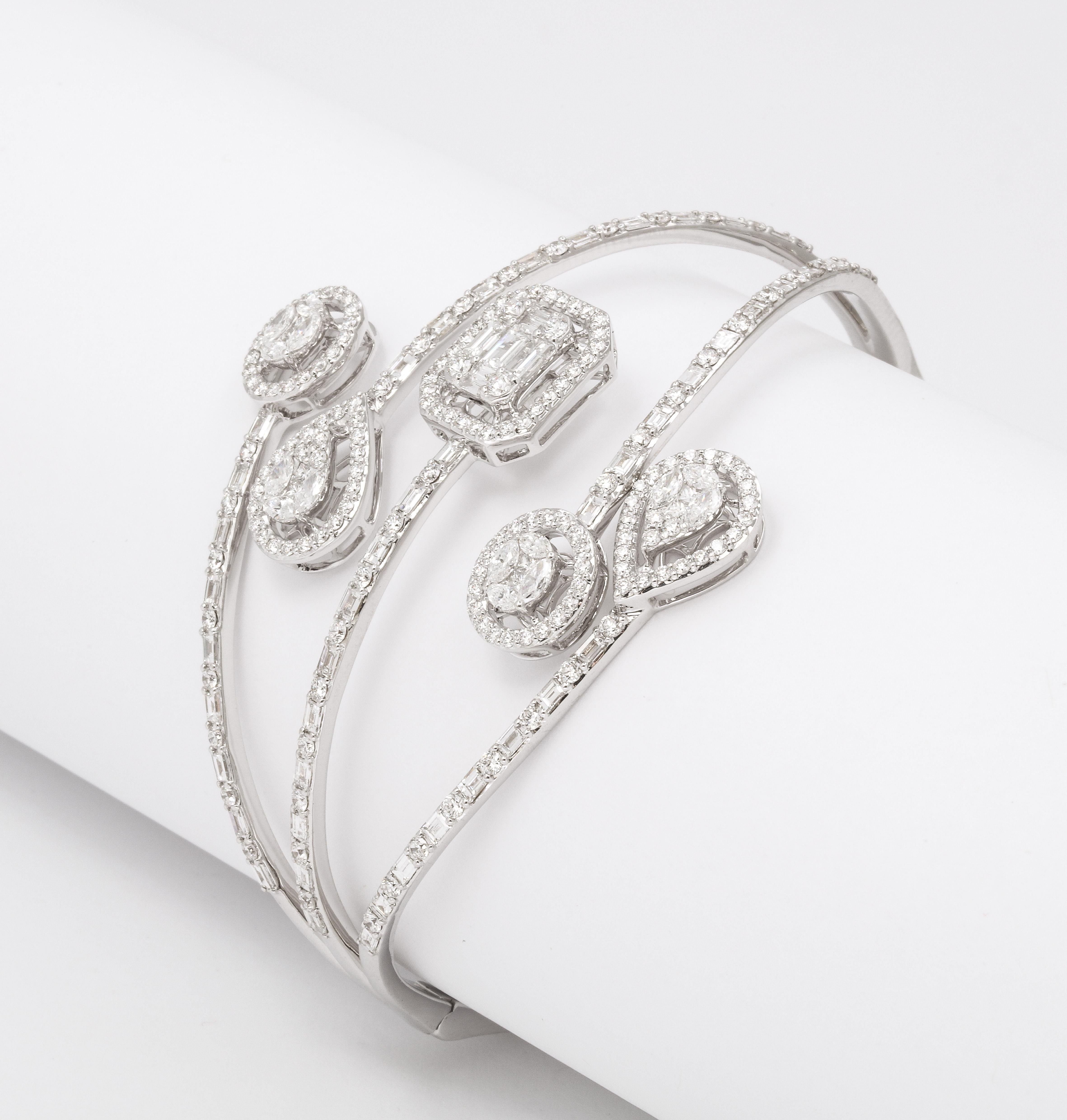 Multi Shape Diamond Bangle Bracelet  For Sale 1
