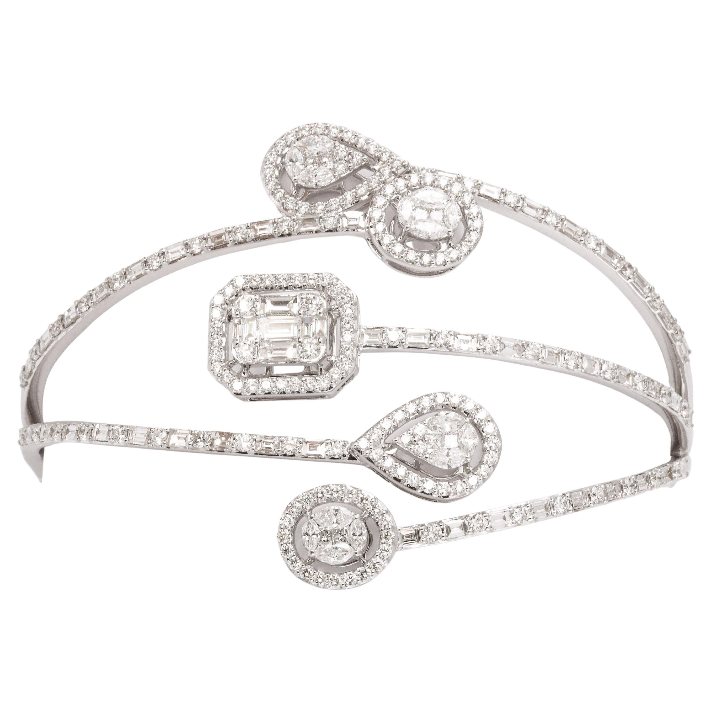 Multi Shape Diamond Bangle Bracelet 