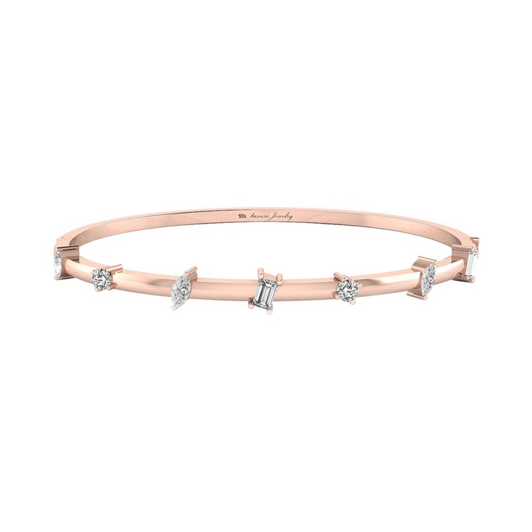 Multi Shape Diamond Bangle in 18 Karat Rose Gold For Sale at 1stDibs