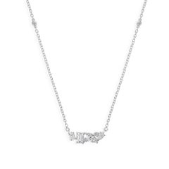 Collana a catena con barrette di diamanti a forma multipla in oro bianco 14 carati Tutte le tariffe pagate