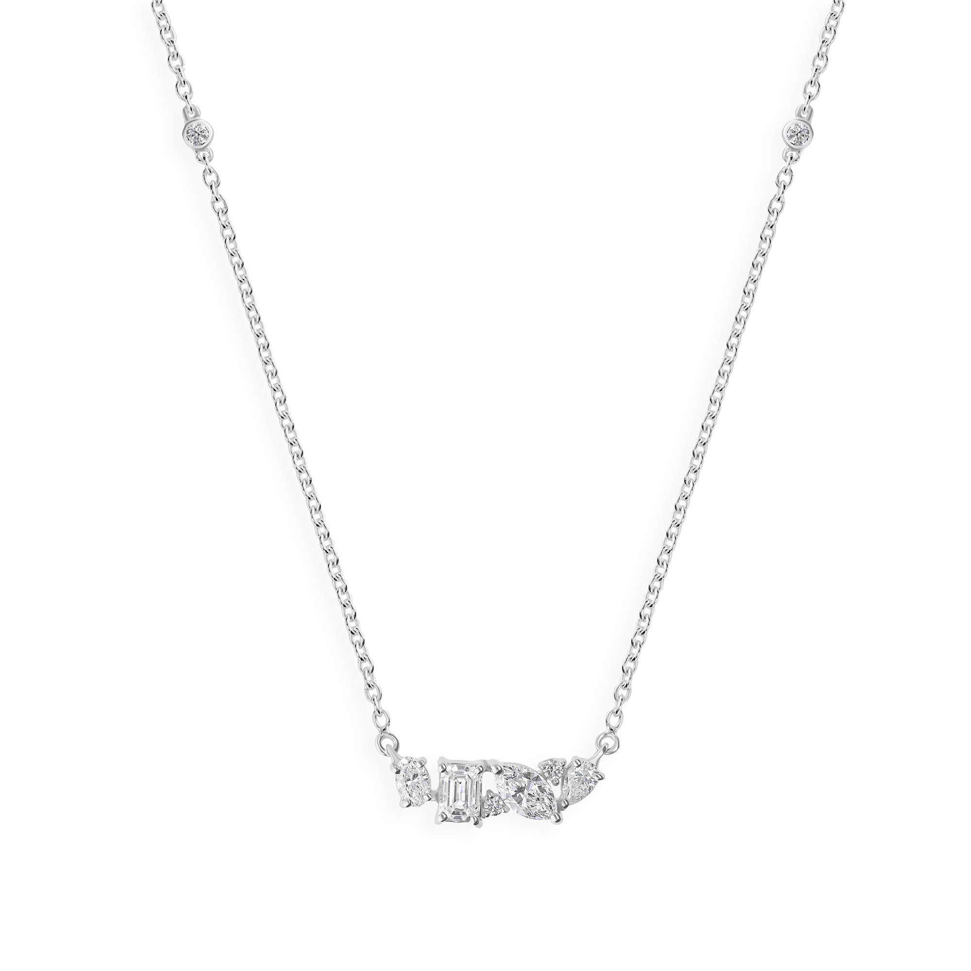 Collana a catena con diamanti a forma multipla in oro bianco 18 carati Tutte le tariffe pagate