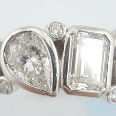 Multi-Shape Diamond Bezel Set 14k White Gold Band Ring