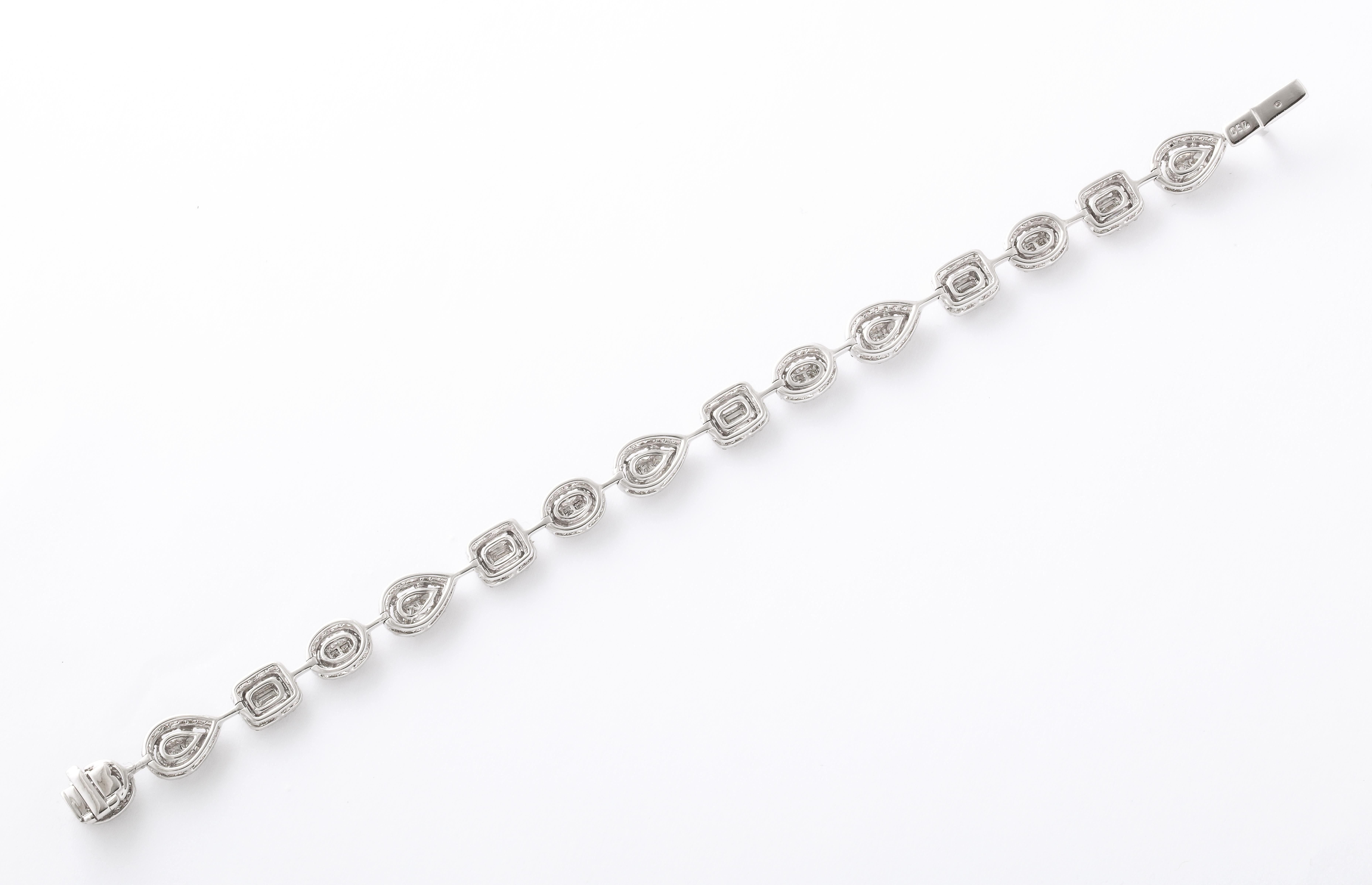 Round Cut Multi Shape Diamond Bracelet For Sale