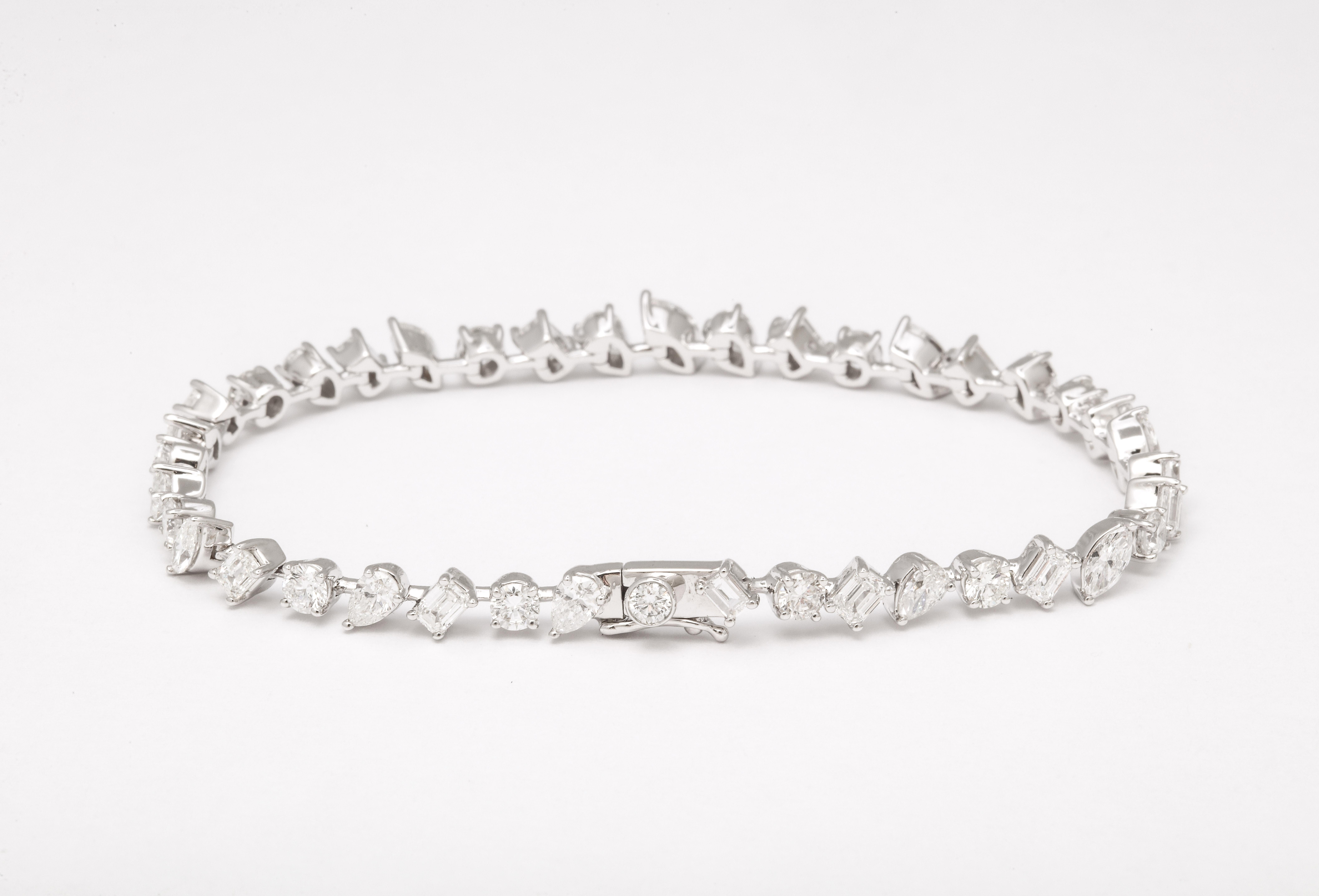 multi shape diamond tennis bracelet