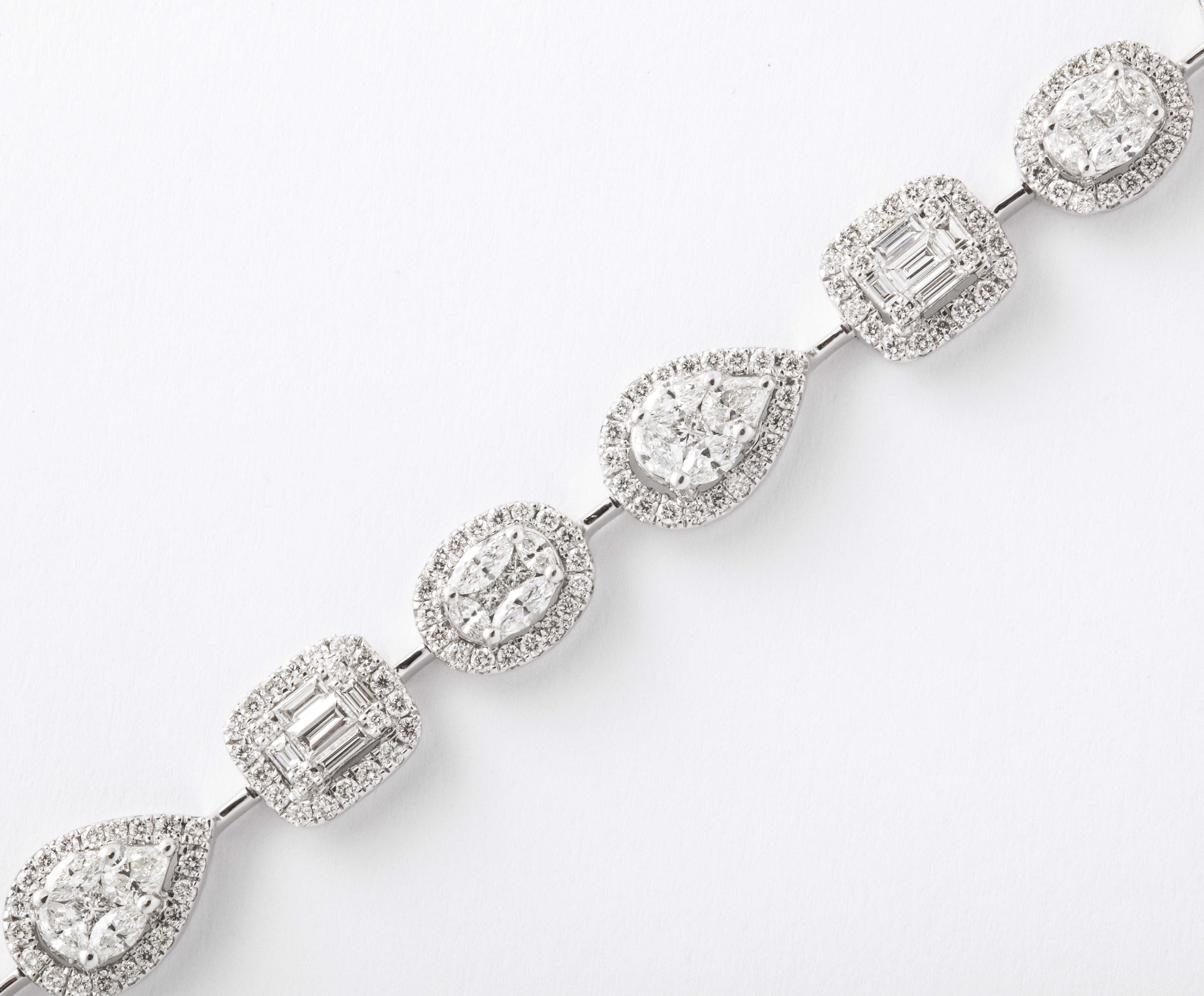 Women's or Men's Multi Shape Diamond Bracelet For Sale