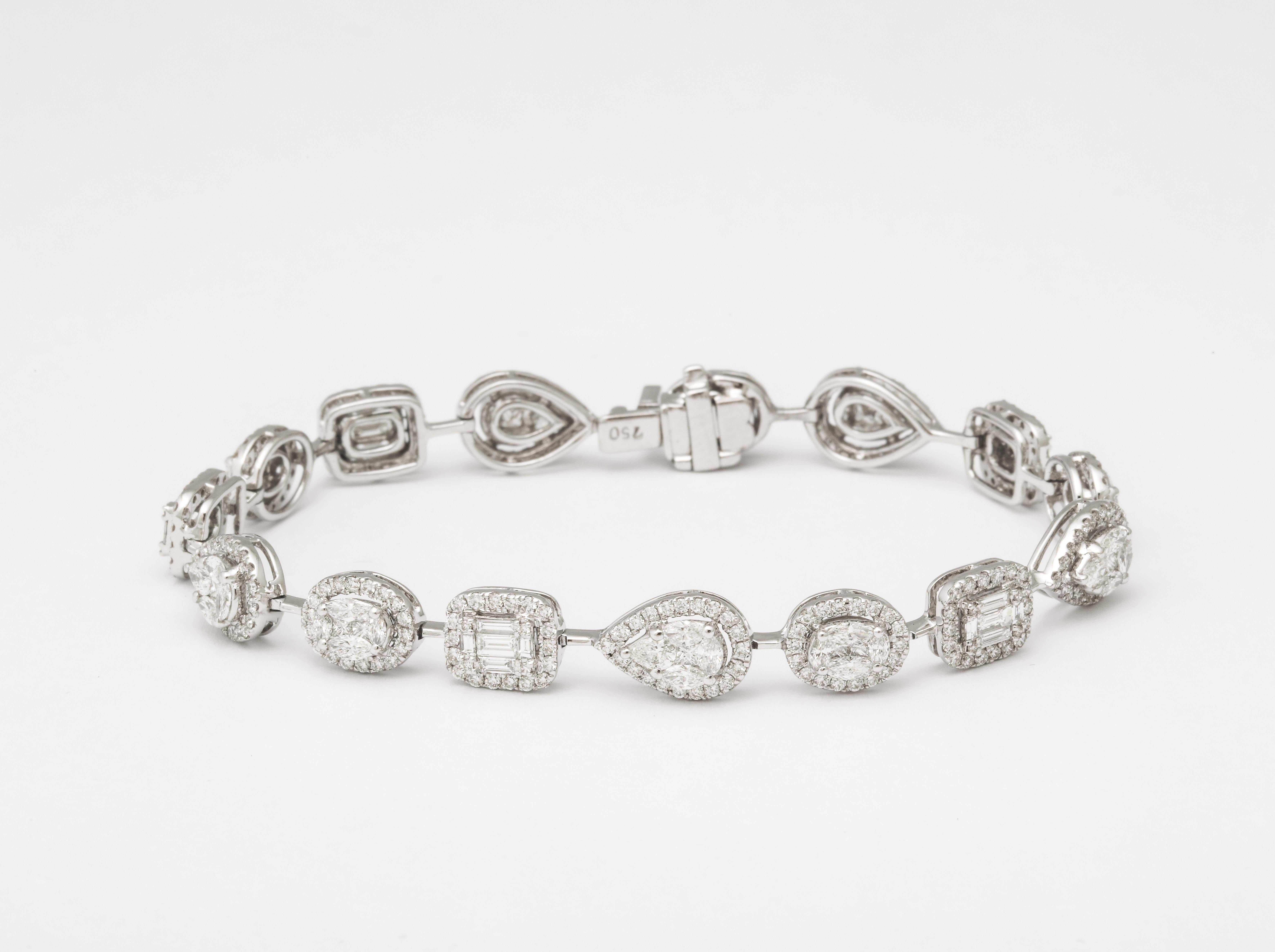 Multi Shape Diamond Bracelet For Sale 1