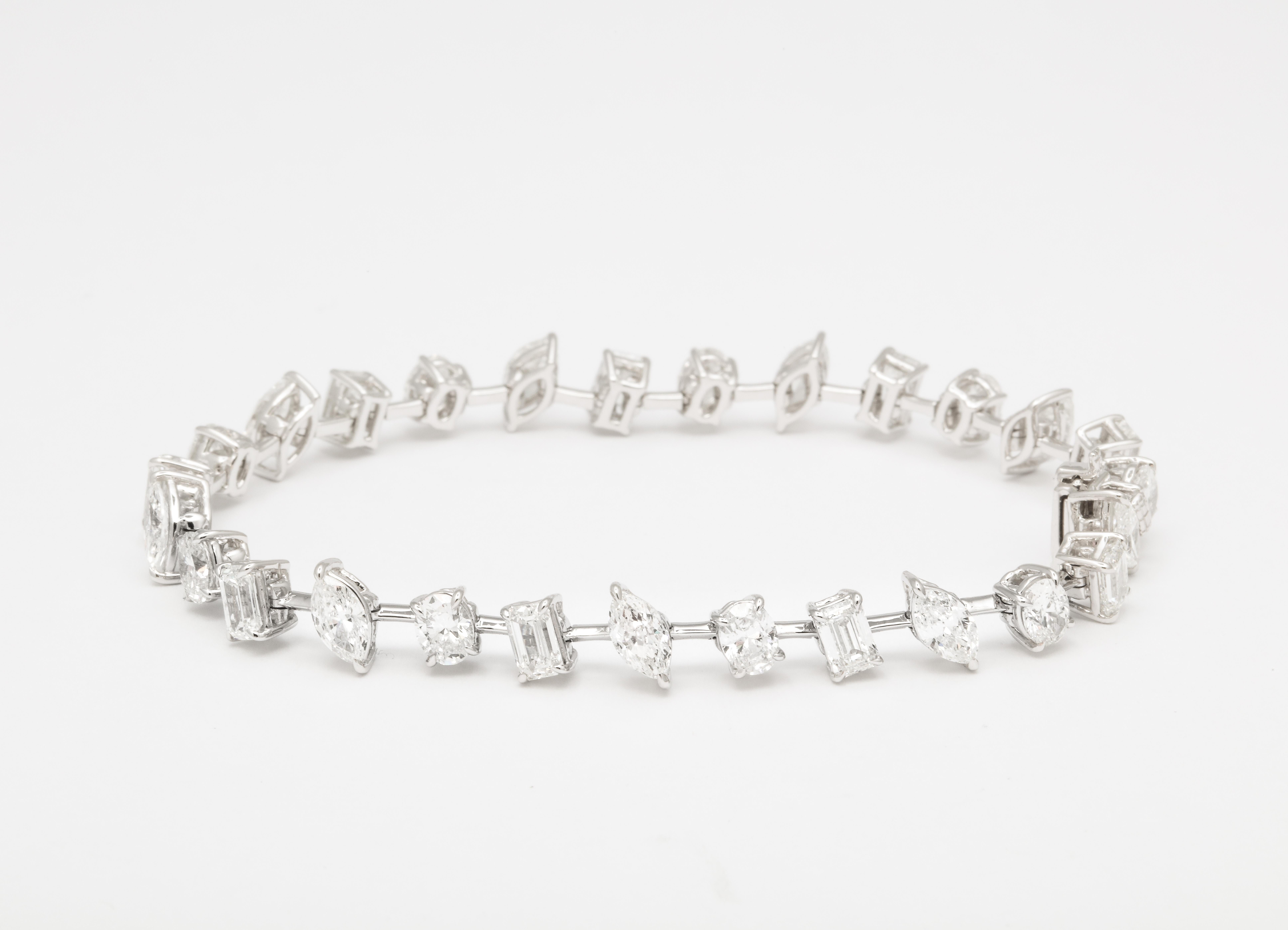 Multi-Shape Diamond Bracelet In New Condition In New York, NY