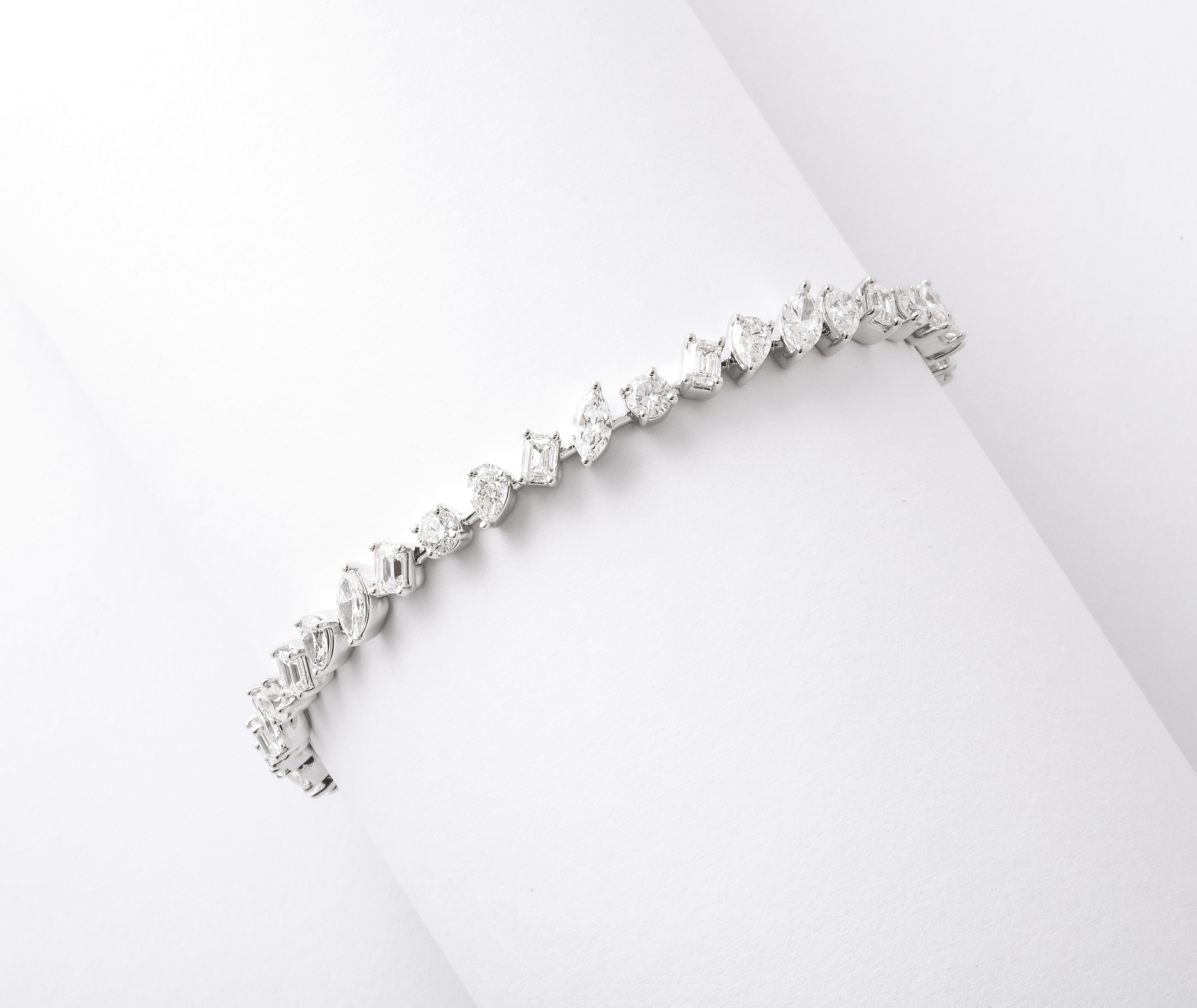 Multi Shape Diamond Bracelet In New Condition For Sale In New York, NY